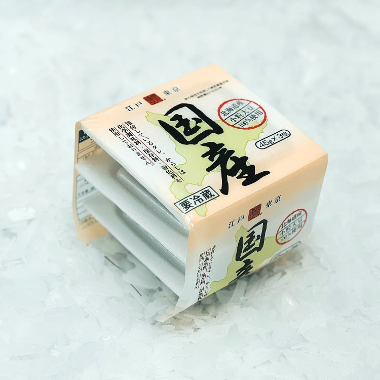 Front view of Soybean Fermented & Seasoned (Natto 3) packaging, showcasing the three individual packs wrapped together, labeled in a beige and green design.
