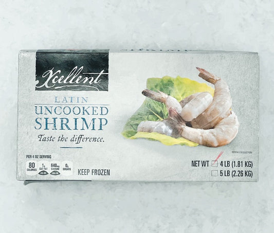 Packaging of OceanKist Raw White Shrimp Headless Shell-On Premium Ecuadorian Farm Raised