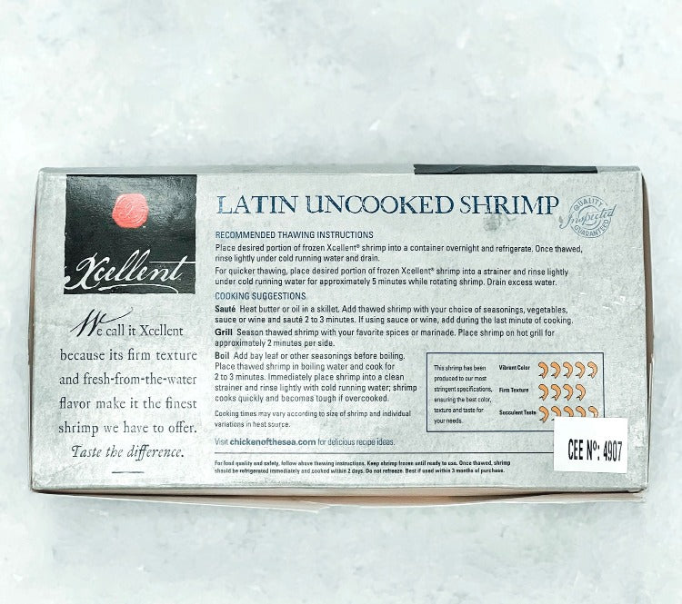 Nutritional Information and Safe Handling Instructions for Premium Ecuadorian Farm Raised Raw White Shrimp