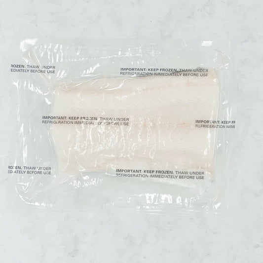 Frozen portion cut sablefish fillet vacuum-sealed for freshness