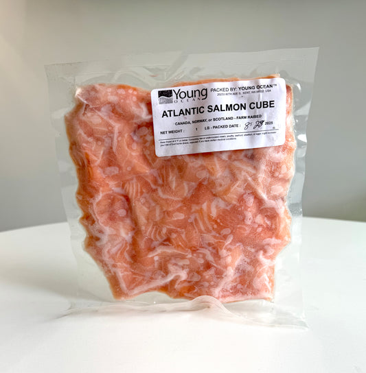Salmon Poke Hand Cut Frozen Pack 1LB