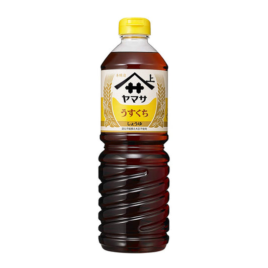 Yamasa Usukuchi Light Soy Sauce - 34 fl oz bottle. Premium Japanese light soy sauce perfect for enhancing the flavor of various dishes with a subtle and refined taste